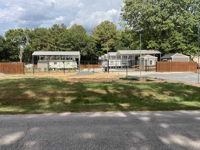 Park overview showing concrete pads and covers