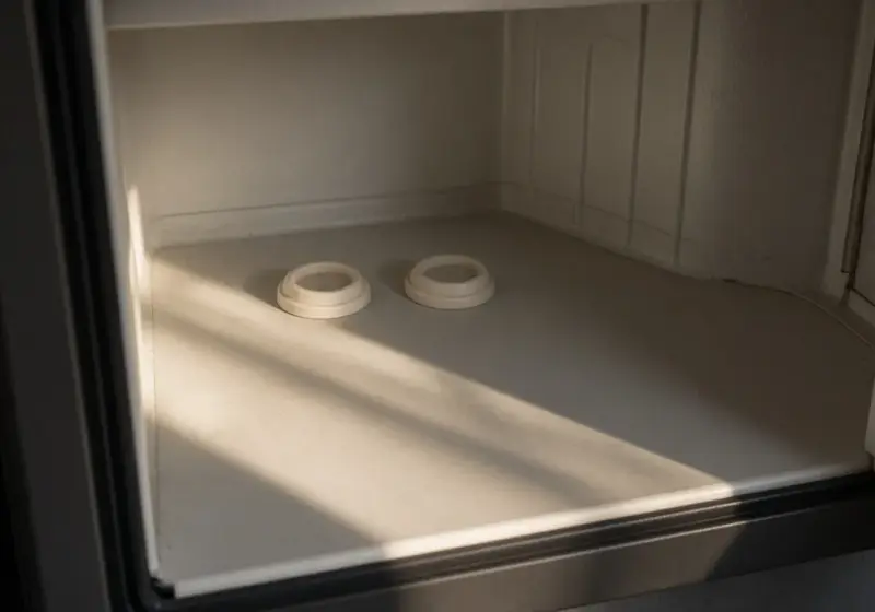 Ant bait stations inside an RV kitchen cabinet