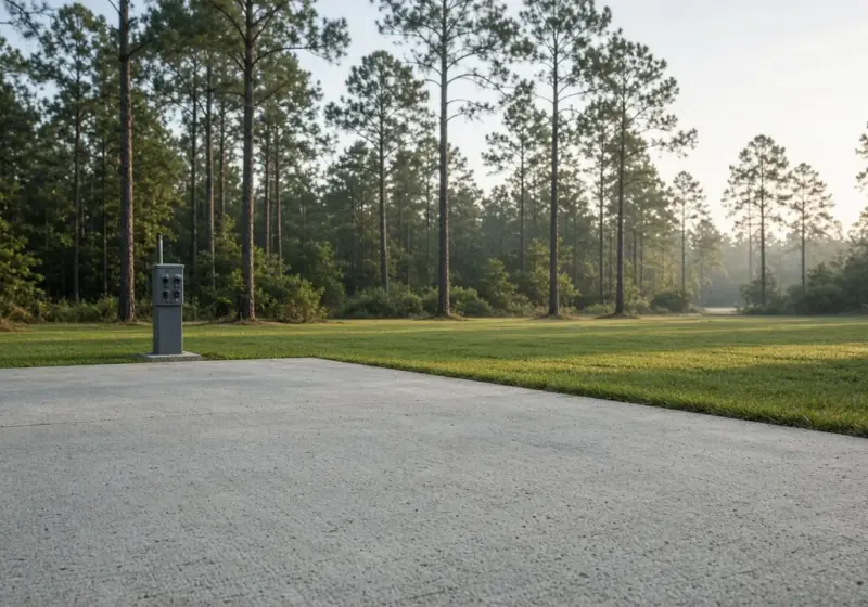 An empty clean RV site after move-out