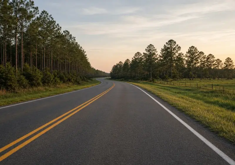 A winding country highway through rolling Texas hills